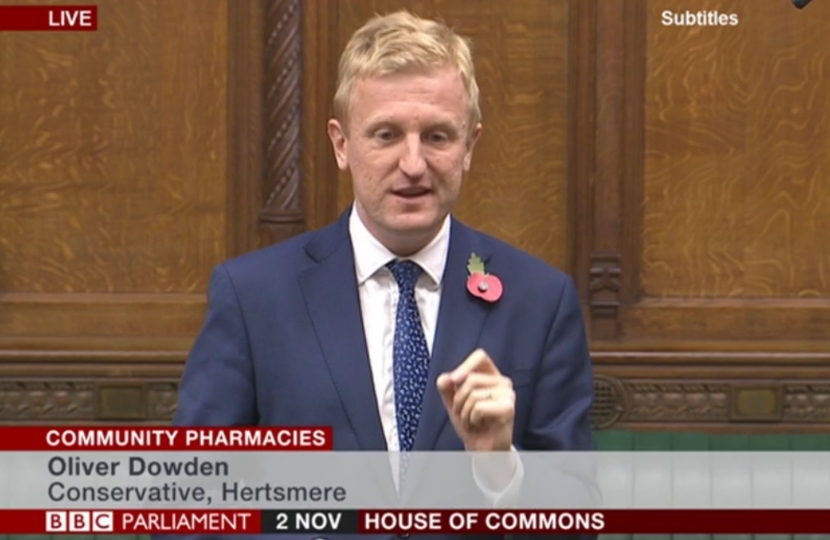 Oliver Dowden MP at speaking in debate on Community Pharmacies - 02.11.16