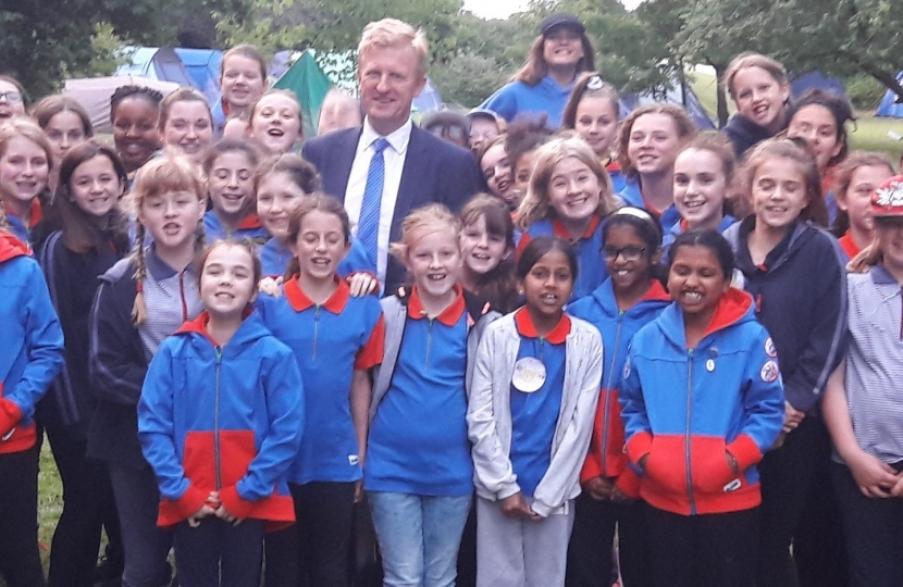 Oliver Dowden MP with the Hertfordshire Girl Guides