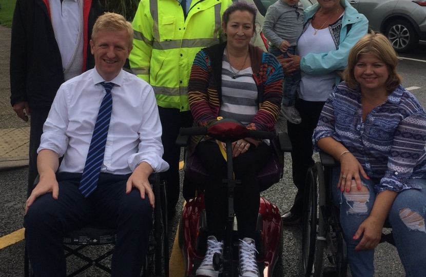 Oliver Dowden MP taking part in the 'Wheelchair Challenge'