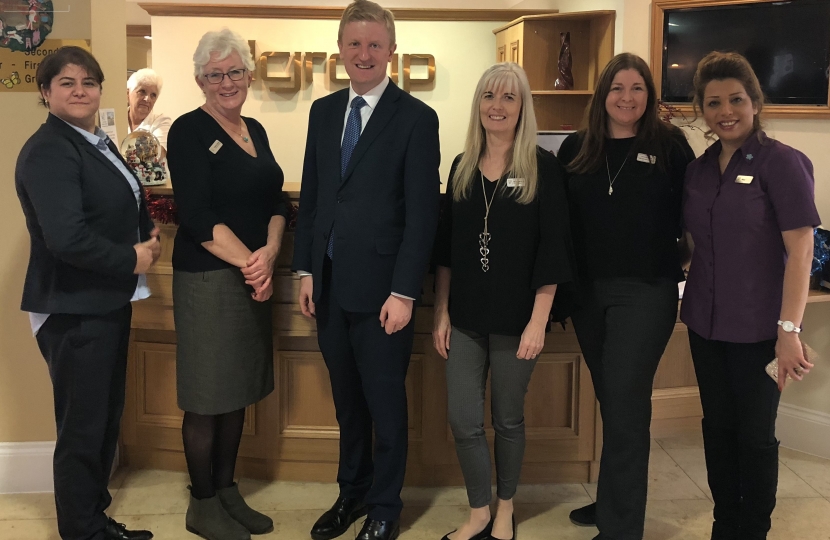 Oliver Dowden MP meeting staff at Cooperscroft Care Home
