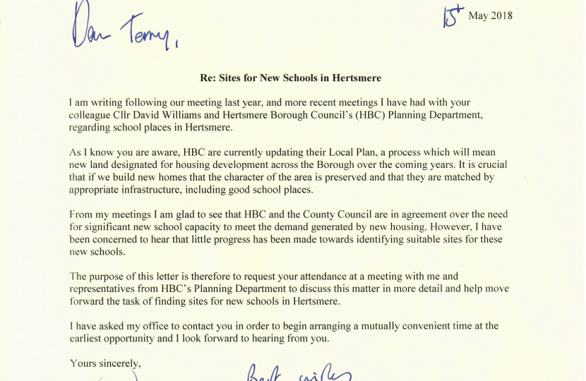 Oliver Dowden CBE MP's Letter to Cllr Terry Douris - 15.05.18