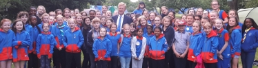 Oliver Dowden MP with the Hertfordshire Girl Guides