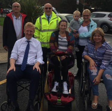 Oliver Dowden MP taking part in the 'Wheelchair Challenge'